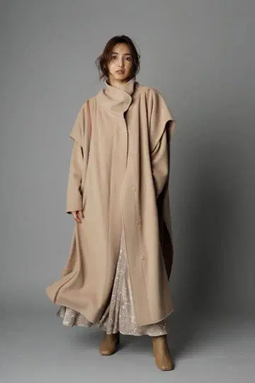 FRAY I.D 케이프풍 롱 코트 카멜