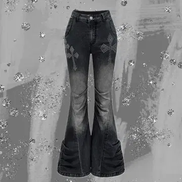 플레어 데님 y2k 그런지 헤이세이 갸루