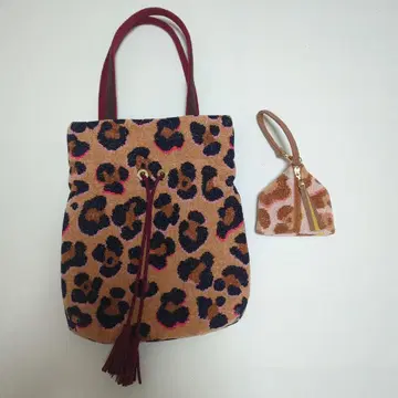 페이 레오파드 무늬 백 삼각형 파우치 세트