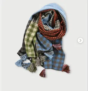 45R 융모 깅엄 자카드 머플러