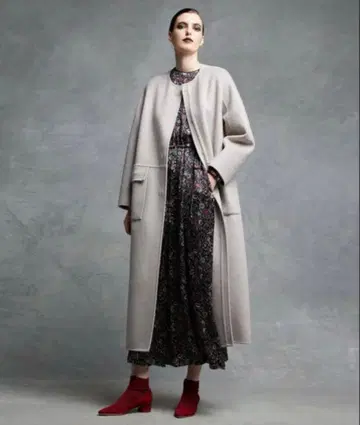 드로어 노카라 코트 34 네이비