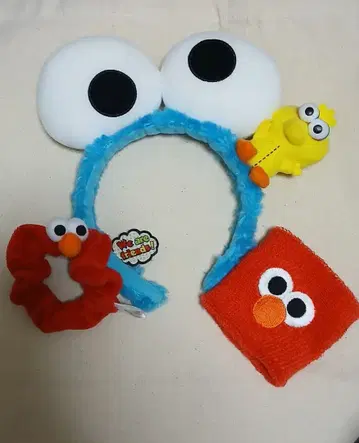 유니버 쿠키 몬스터 머리띠 엘모 리스트 밴드 세트
