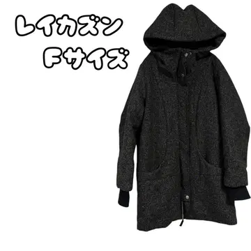 레이 카즌 후디드 코트 두꺼운 원단 울 체크 그레이 ( F )