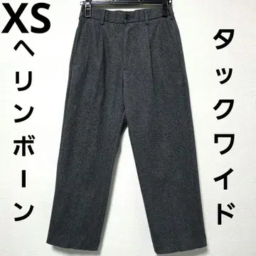 유니클로 턱 와이드 팬츠 와이드 슬랙스 하운드투스 체크 트위드 헤링본