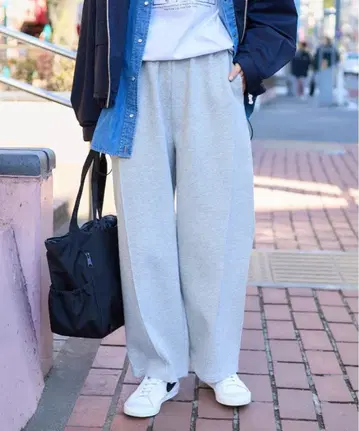 FREAK'S STORE 본딩 커브 와이드 스웨트 팬츠