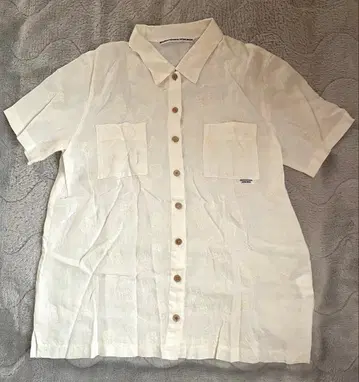 Mademoiselle NON NON 화이트 자수 반팔 셔츠