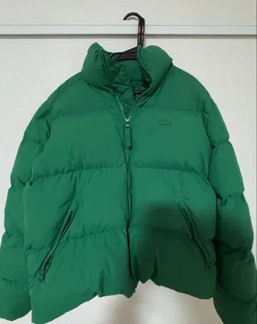 라코스테 여성용 백 스티치 다운 자켓 그린