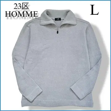 23구 HOMME 오므 하프 지퍼 리브 니트 스웨터 L 그레이 하이넥
