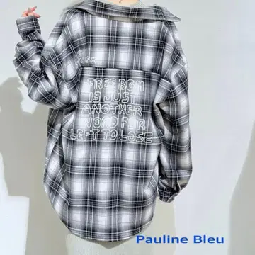 새상품 [Pauline Bleu] 체크 셔츠 블루종 sizeF