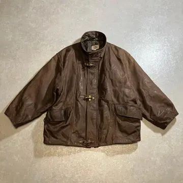 80s 프랑스제 빈티지 파이어맨 가죽 자켓 천연 가죽 유로