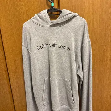 Calvin Klein Jeans 그레이 후드 부착 후드티 M