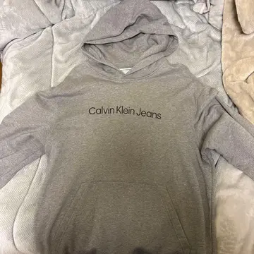 Calvin Klein Jeans 그레이 후드 부착 후드티 M