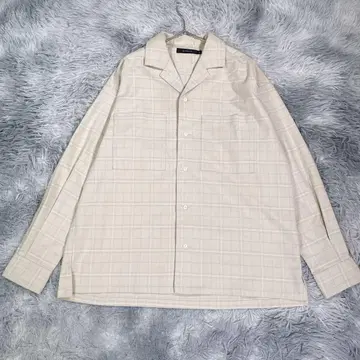 RAGEBLUE [ M ] 긴팔 셔츠 베이지 체크 남성용 봄/가을