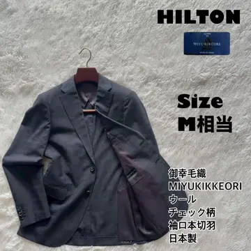 HILTON x 미유키케오리 테일러드 자켓 체크 무늬 그레이 A5
