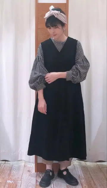 사만사 모스모스 sm2 앞뒤 착용 통통 소매 깅엄 체크 프론트 오픈 튜닉