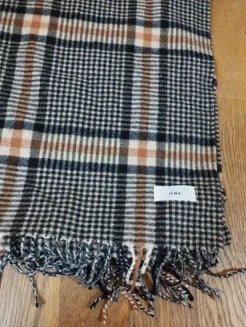 이에나 캐시미어 체크 스톨 브라운 대형