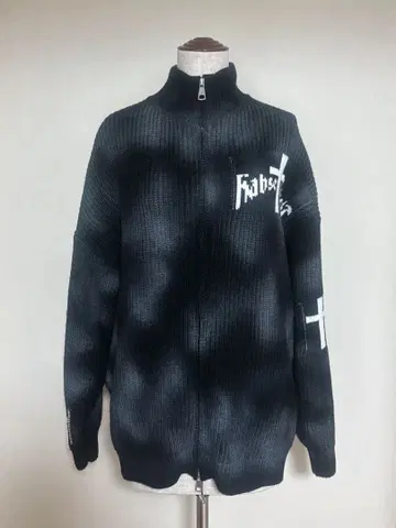 Dirty Cross 리브 니트 블루종