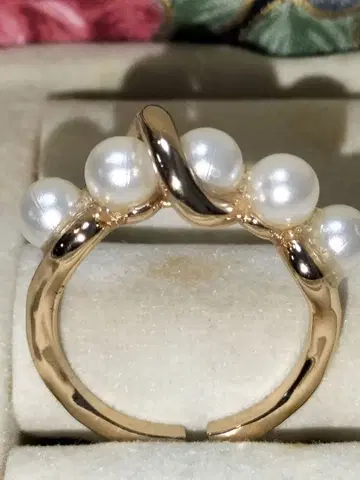펄 골드 반지 5개의 펄