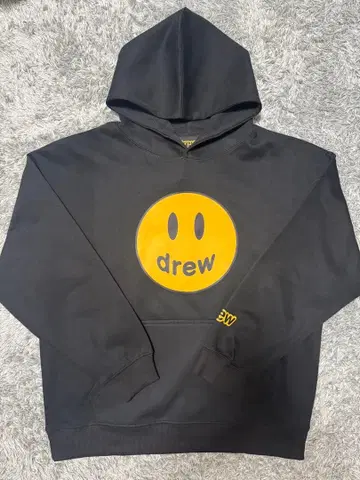 drew 스마일리 페이스 후드티 블랙