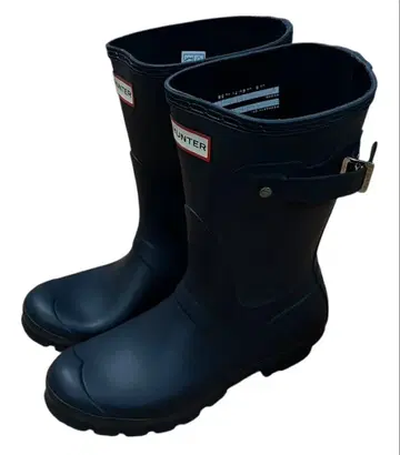 HUNTER 헌터 원포인트 로고 블랙 롱 레인부츠 us6