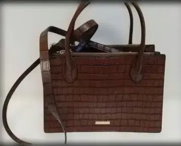 크로커다일풍 숄더백 브라운