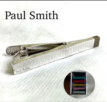 [ 새상품급 ] 폴스미스 넥타이핀 멀티 스트라이프 브랜드 로고 은색