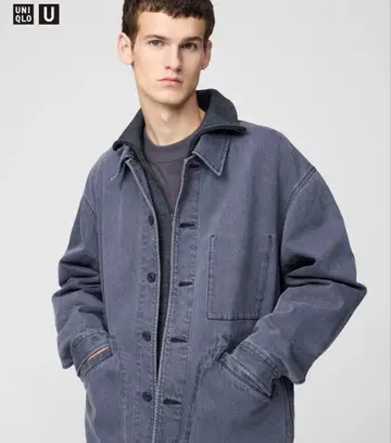 유니클로U 오버 사이즈 컬러 데님 자켓 S 그레이