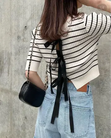 CHICO 스트라이프 반팔 니트