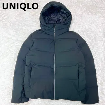 컨디션 최상 유니클로 심리스 다운 후드티 블랙 L