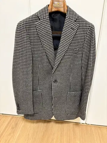 이세탄 남성용 풀 캔버스 하운드투스 체크 패턴 자켓