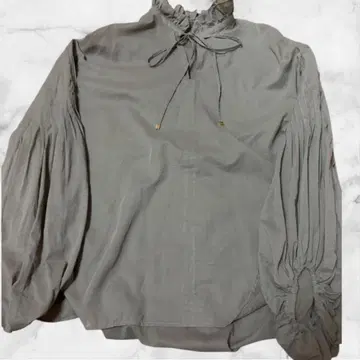 St. cecilia 카키 프릴 넥 셔츠 블라우스 프리 사이즈