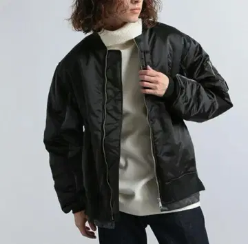 HARE 사이드 ZIP 레이어드 MA-1 블루종