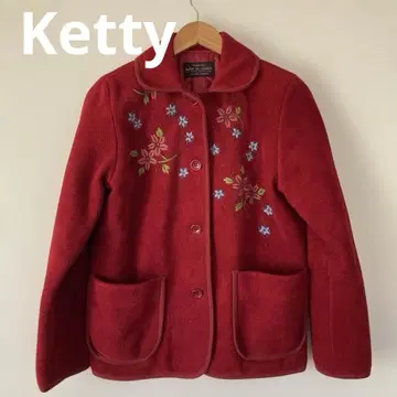 케티 Ketty 퀼팅 플리스 자켓 꽃무늬 자수 레드 M