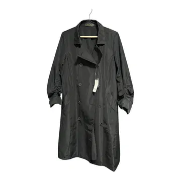 마담 히로코 블랙 더블 브레스트 롱 코트 택 포함 셔링 슬리브