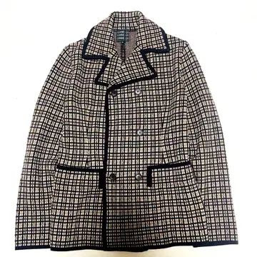 체크 무늬 울 100% 테일러드 자켓 M