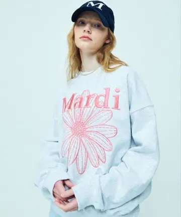 Mardi 자수 트레이닝복 그레이 핑크