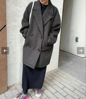 새상품급 [ spick&span ] 미들 샤기 코트 그레이