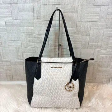 MICHAEL KORS 토트백 화이트 블랙 시그니처