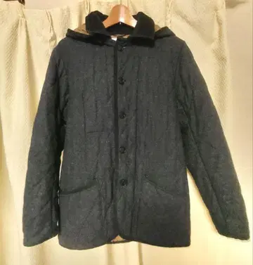 Adam et Rope 울 네이비 퀼팅 코트