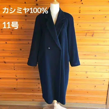 캐시미어 100% 더블 브레스트 체스터 코트 일본제 롱 블랙 L