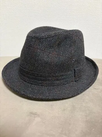 도쿄햇 다크 그레이 헤링본 페도라 햇