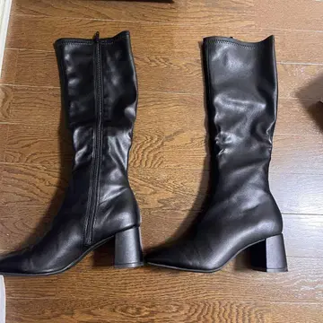 블랙 롱 부츠 중간 힐 M