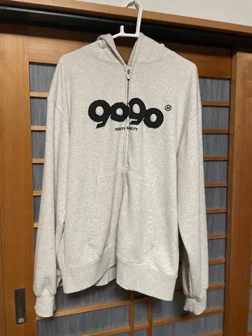 9090 후드 부착 지퍼 후드티 그레이