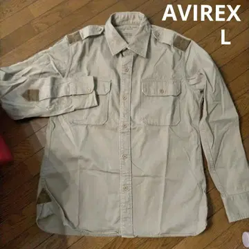 AVIREX 밀리터리 셔츠 자켓 페이크 레더 패치
