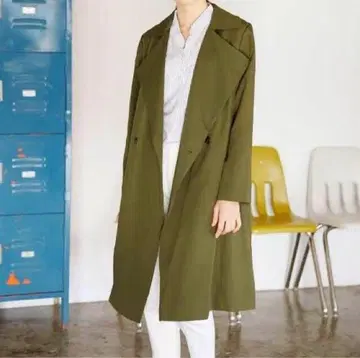 LEPSIM 올리브 더블 브레스트 롱 코트