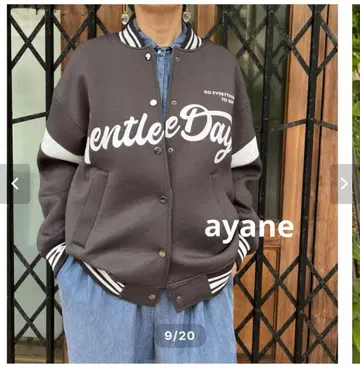 아얀 ayane 로고 프린트 본딩 바시티 자켓 38