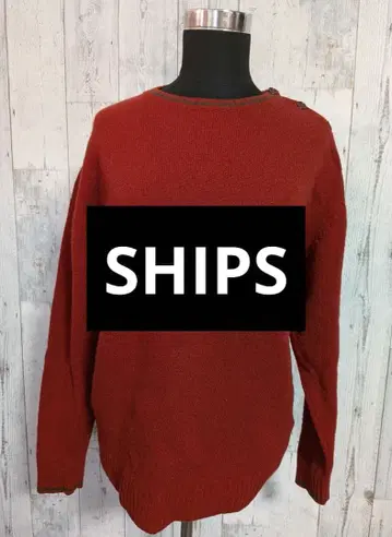 SHIPS BLUELAB 빨간색 울 스웨터 니트 L