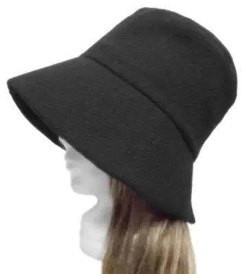 핸드메이드 롱 챙 루즈핏 버킷햇 울 트위드 (로게이지) / 블랙