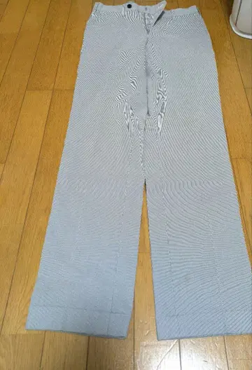 스트라이프 와이드 팬츠 폴리에스테르