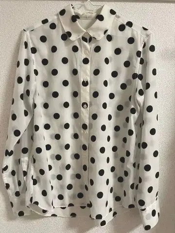 iena 도트 무늬 긴팔 셔츠 화이트 블랙